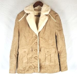 Wilsons‎ Leather Genuine Leather Fur Trim Coat